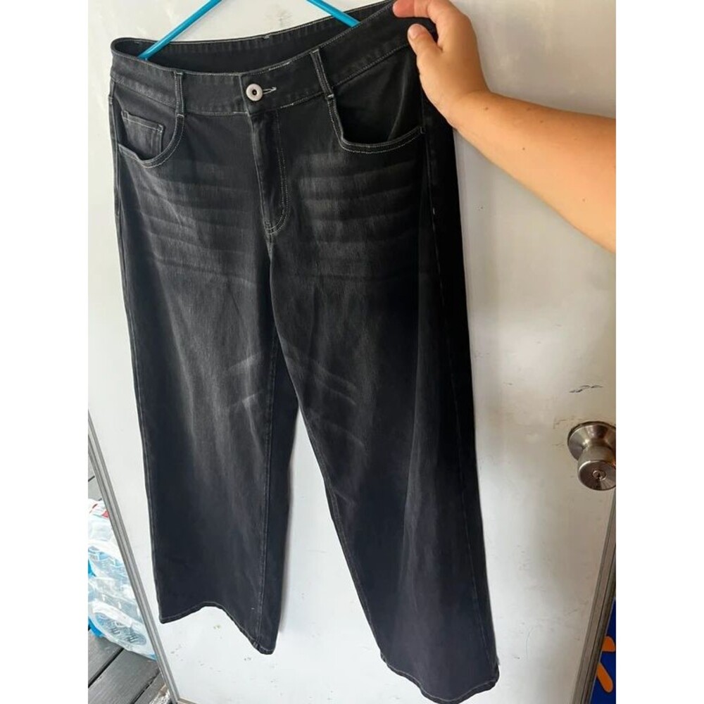 Halara wide leg black gray pants size medium